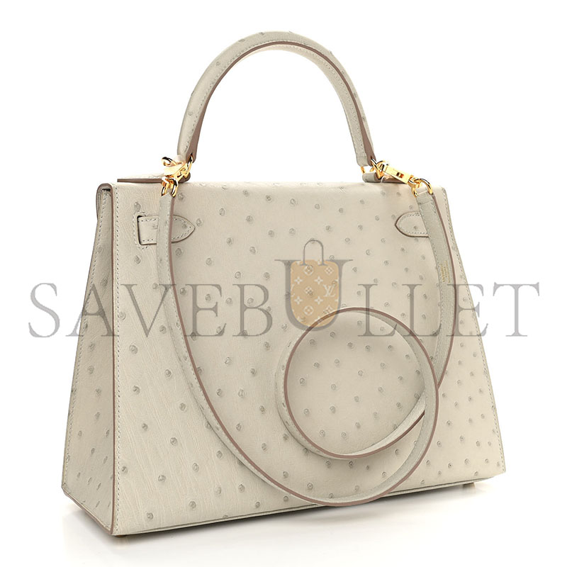 H**mes master ostrich kelly sellier 25 gris (25*17*7cm)